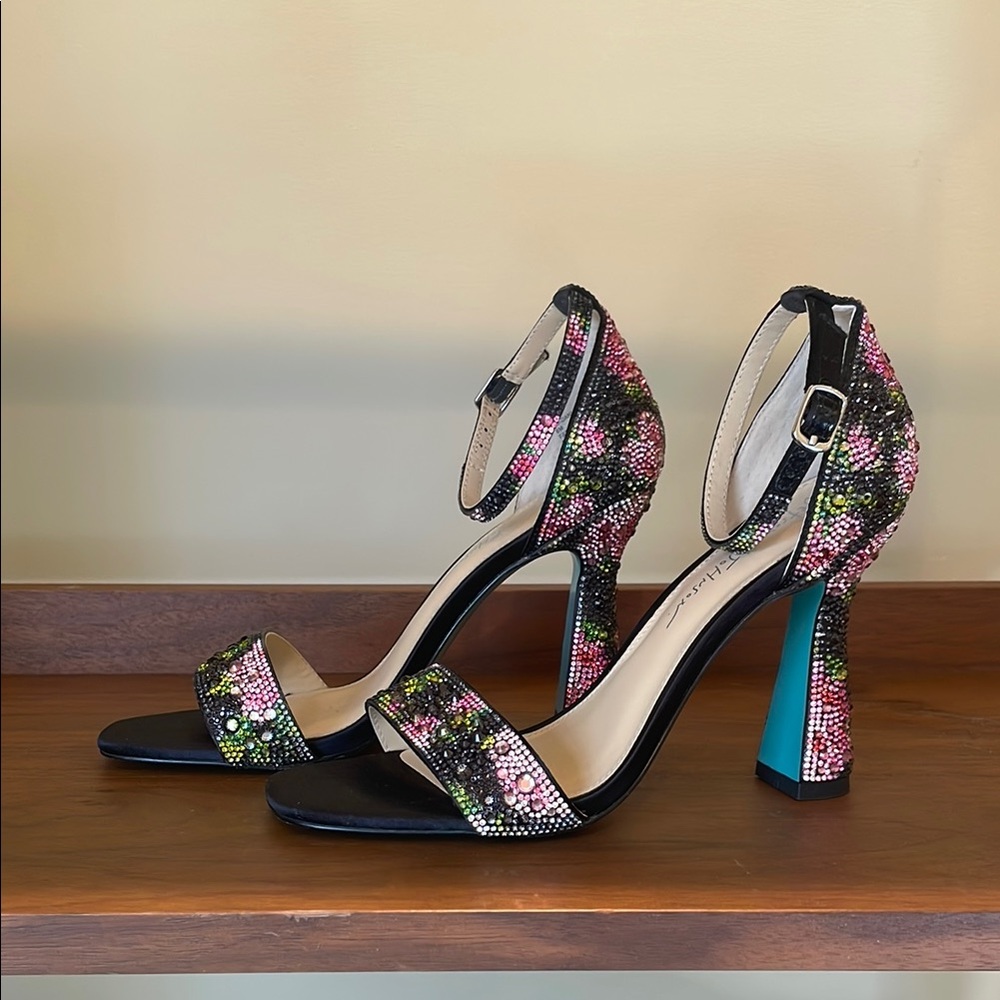 Betsy Johnson, Black and Pink Floral Heels